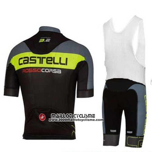 2017 Maillot Ciclismo Castelli Vert et Noir Manches Courtes et Cuissard