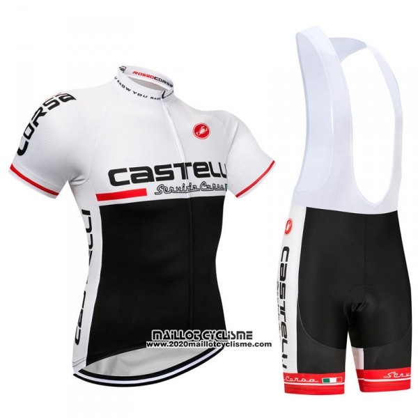 2018 Maillot Ciclismo Castelli Blanc Noir Manches Courtes et Cuissard