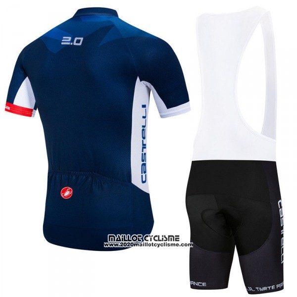 2018 Maillot Ciclismo Castelli Fonce Bleu Manches Courtes et Cuissard