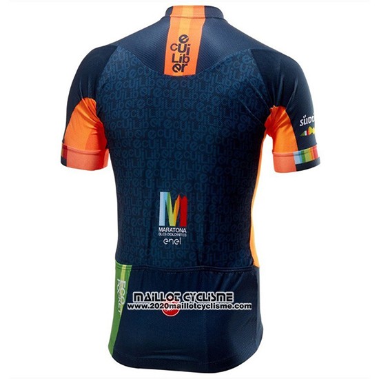 2018 Maillot Ciclismo Castelli Maratona Dles Dolomites-enel Bleu Orange Manches Courtes et Cuissard