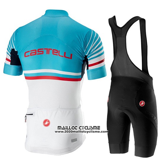 2019 Maillot Ciclismo Castelli Free AR 4.1 Azur Blanc Manches Courtes et Cuissard