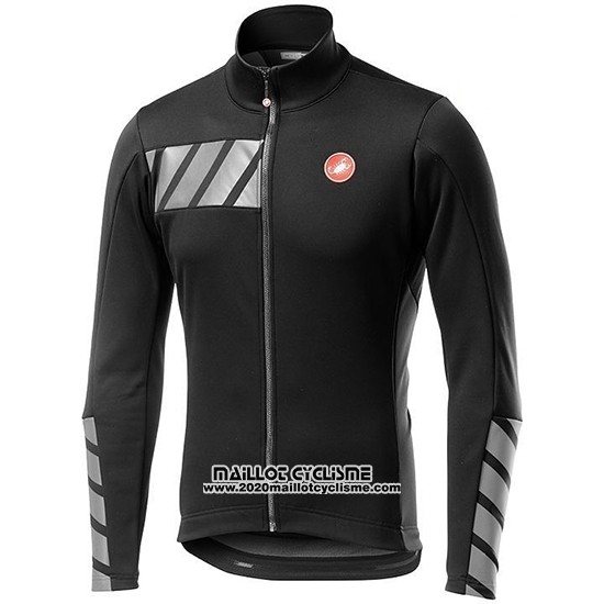 2019 Maillot Ciclismo Castelli Raddoppia 2 Noir Argent Manches Longues et Cuissard