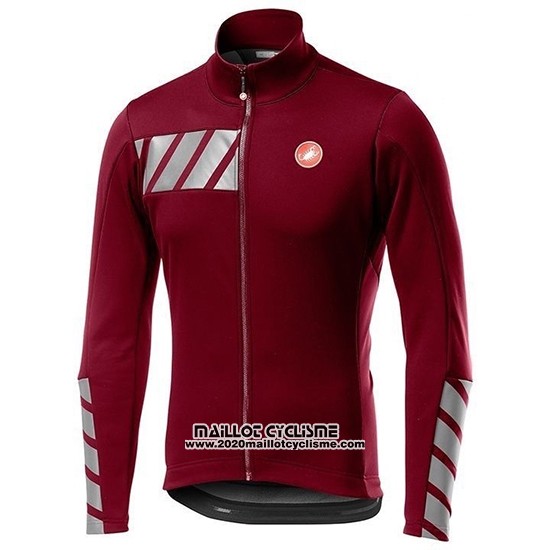 2019 Maillot Ciclismo Castelli Raddoppia 2 Rouge Argent Manches Longues et Cuissard