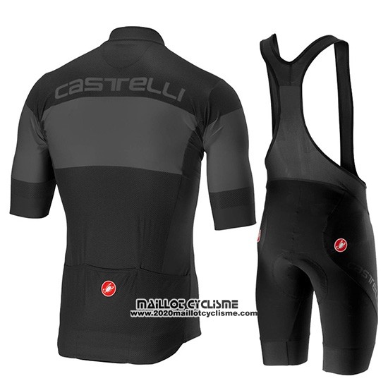 2019 Maillot Ciclismo Castelli Ruota Noir Gris Manches Courtes et Cuissard