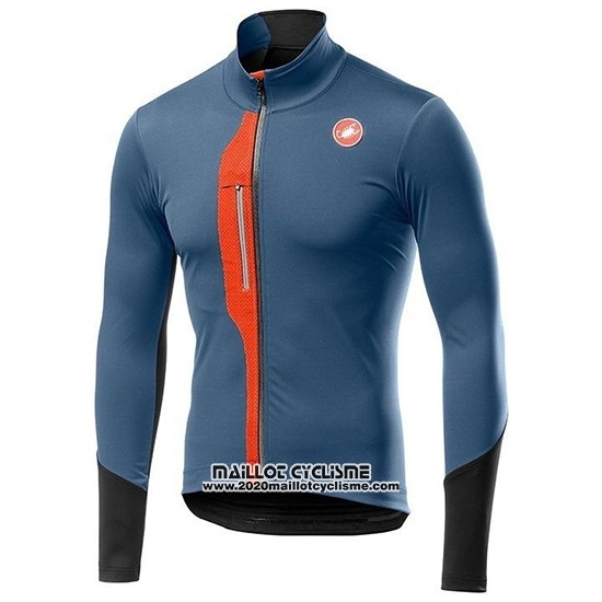 2019 Maillot Ciclismo Castelli TRAS Bleu Orange Manches Longues et Cuissard