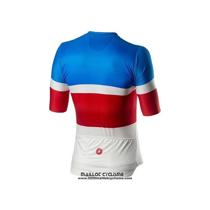 2020 Maillot Ciclismo Castelli Bleu Rouge Blanc Manches Courtes et Cuissard