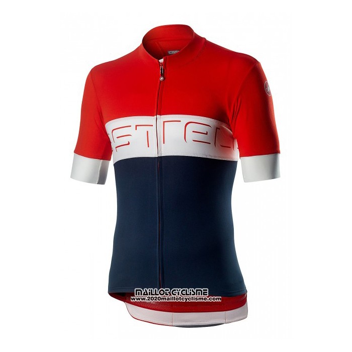 2020 Maillot Cyclisme Castelli Rouge Bleu Manches Courtes et Cuissard