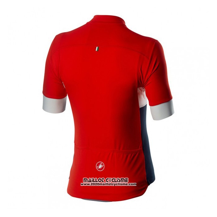 2020 Maillot Cyclisme Castelli Rouge Bleu Manches Courtes et Cuissard