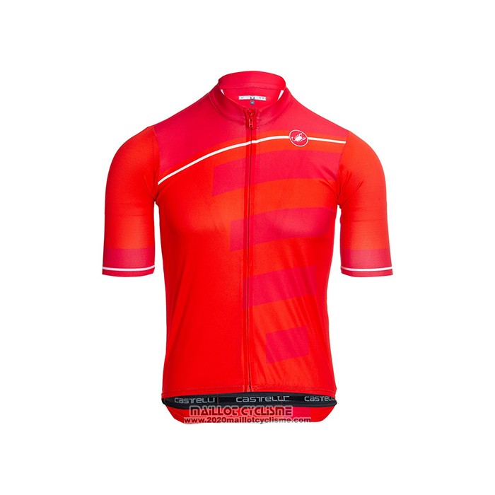2021 Maillot Cyclisme Castelli Brillant Rose Rouge Manches Courtes et Cuissard
