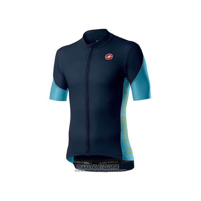 2021 Maillot Cyclisme Castelli Fonce Bleu Manches Courtes et Cuissard