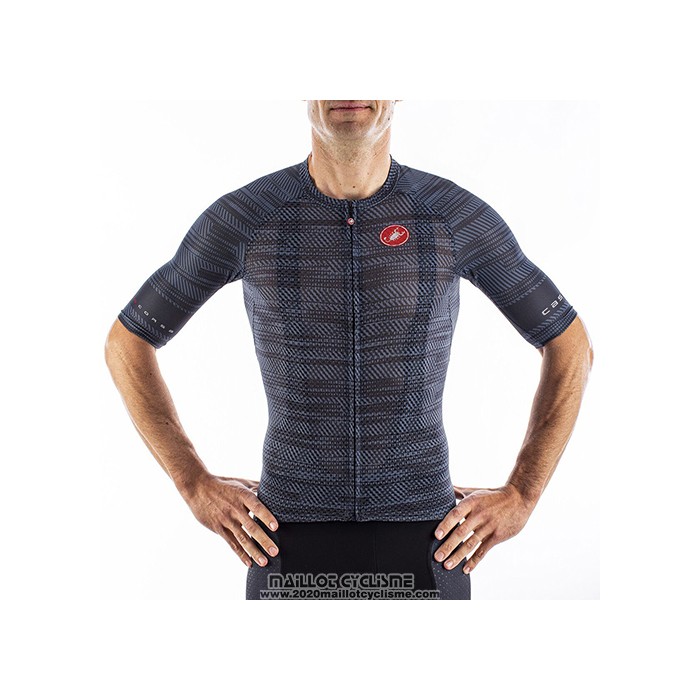 2021 Maillot Cyclisme Castelli Gris Bleu Manches Courtes et Cuissard