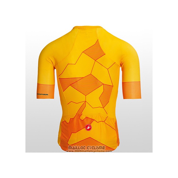 2021 Maillot Cyclisme Castelli Jaune Orange Manches Courtes et Cuissard