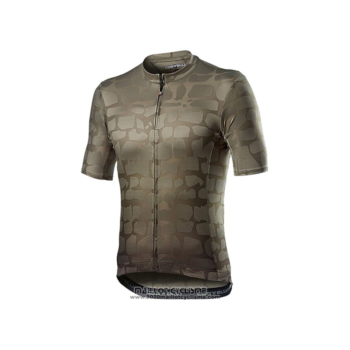 2021 Maillot Cyclisme Castelli Marron Vert Manches Courtes et Cuissard