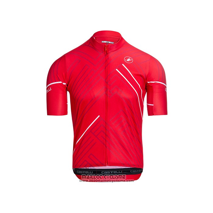 2021 Maillot Cyclisme Castelli Rouge Blanc Manches Courtes et Cuissard