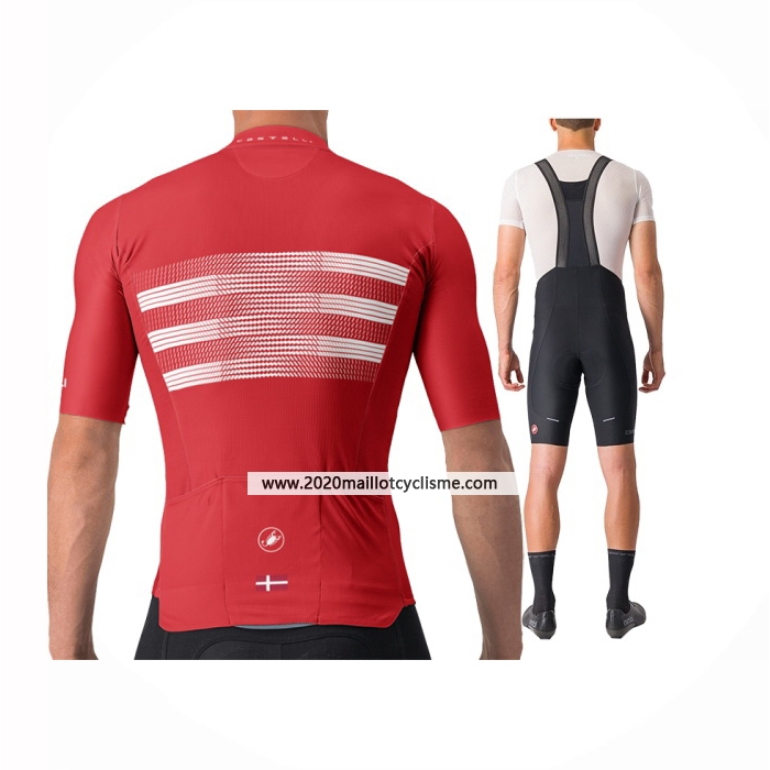 2024 Maillot Cyclisme Castelli Rouge Blanco Manches Courtes Et Cuissard