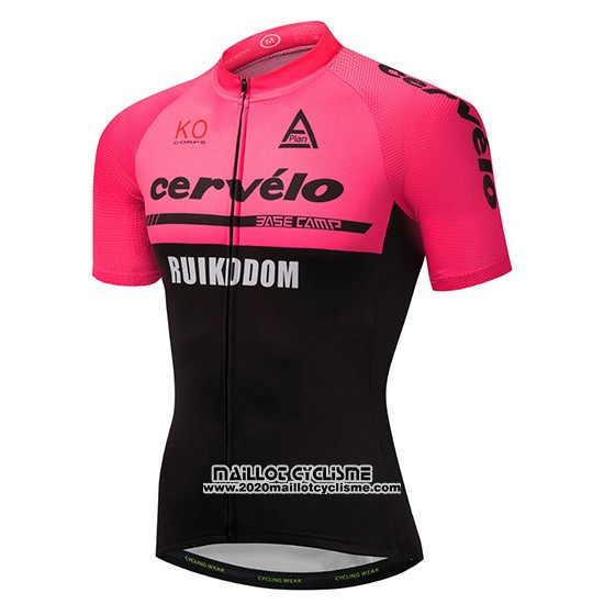 2018 Maillot Ciclismo Cervelo Rose et Noir Manches Courtes et Cuissard