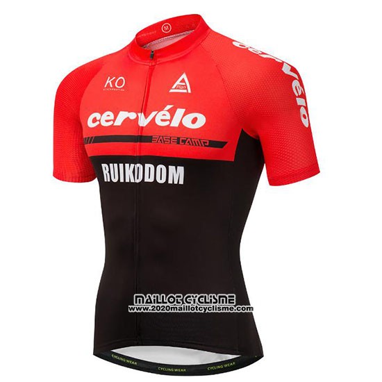 2018 Maillot Ciclismo Cervelo Rouge et Noir Manches Courtes et Cuissard
