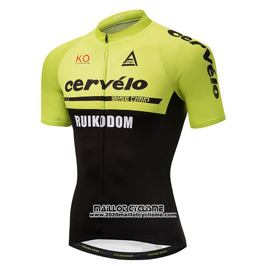 2018 Maillot Ciclismo Cervelo Vert et Noir Manches Courtes et Cuissard