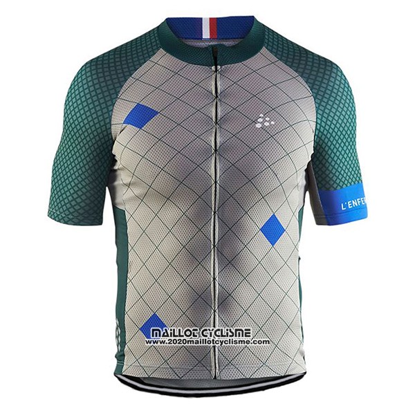 2017 Maillot Ciclismo Craft Monuments Argent et Vert Manches Courtes et Cuissard
