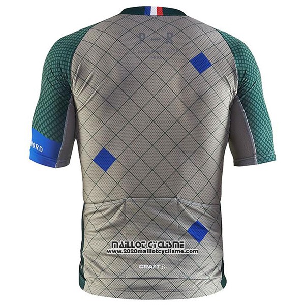 2017 Maillot Ciclismo Craft Monuments Argent et Vert Manches Courtes et Cuissard
