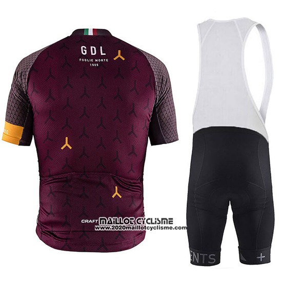 2018 Maillot Ciclismo Craft Monument Fonce Rouge Manches Courtes et Cuissard