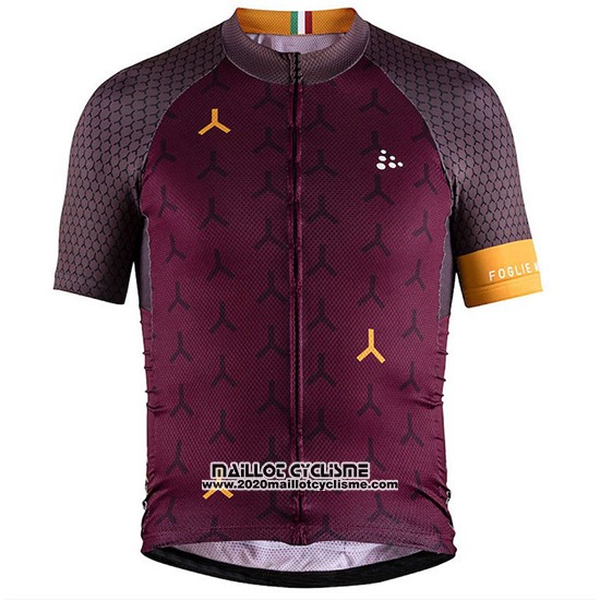 2018 Maillot Ciclismo Craft Monument Fonce Rouge Manches Courtes et Cuissard