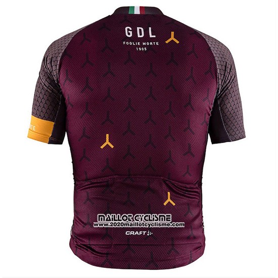 2018 Maillot Ciclismo Craft Monument Fonce Rouge Manches Courtes et Cuissard