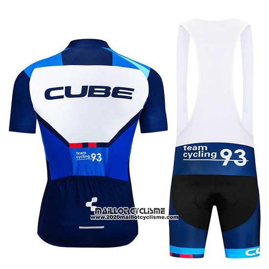 2019 Maillot Ciclismo Cube Bleu Bleu Profond Manches Courtes et Cuissard