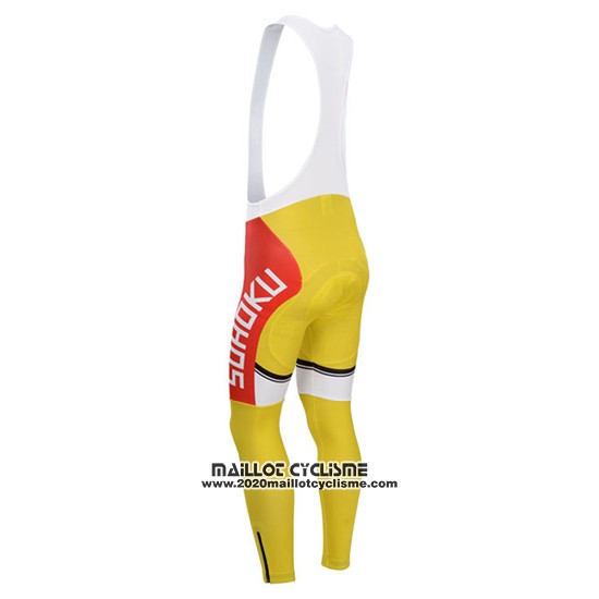 2014 Maillot Ciclismo Fox Cyclingbox Blanc et Jaune Manches Longues et Cuissard