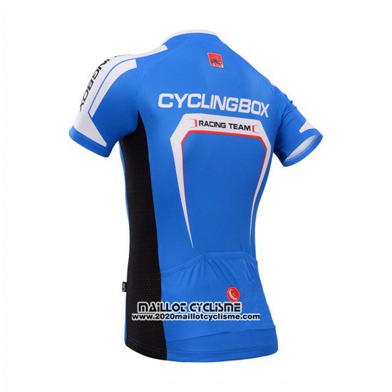2014 Maillot Ciclismo Fox Cyclingbox Bleu et Blanc Manches Courtes et Cuissard