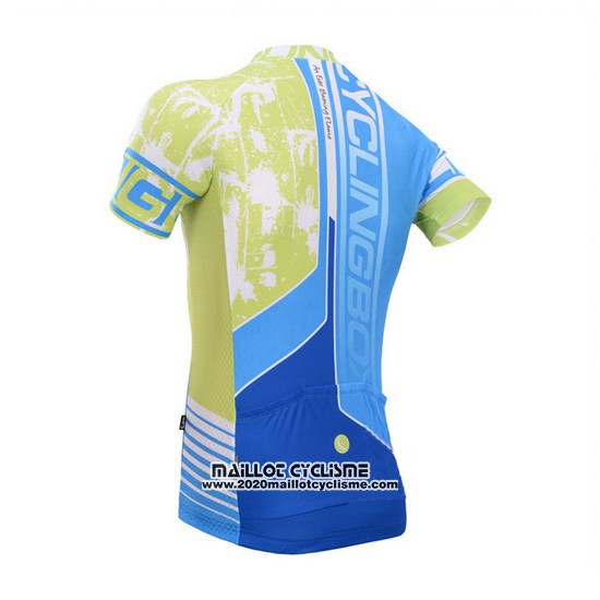 2014 Maillot Ciclismo Fox Cyclingbox Jaune et Azur Manches Courtes et Cuissard