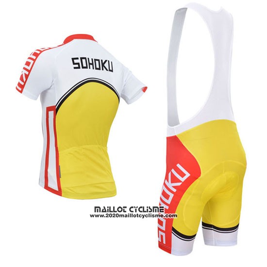 2014 Maillot Ciclismo Fox Cyclingbox Jaune et Rouge Manches Courtes et Cuissard