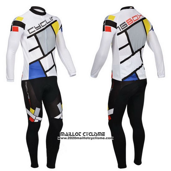 2014 Maillot Ciclismo Fox Cyclingbox Lumiere Blanc Manches Longues et Cuissard
