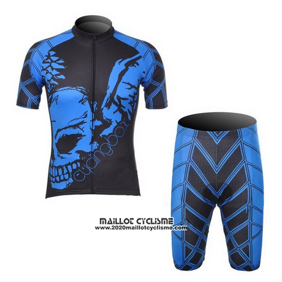 2014 Maillot Ciclismo Fox Cyclingbox Noir et Bleu Manches Courtes et Cuissard