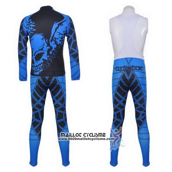 2014 Maillot Ciclismo Fox Cyclingbox Noir et Bleu Manches Longues et Cuissard