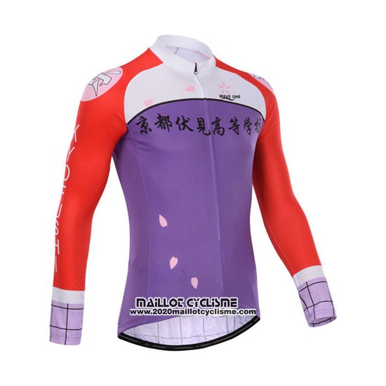 2014 Maillot Ciclismo Fox Cyclingbox Rouge et Violet Manches Longues et Cuissard
