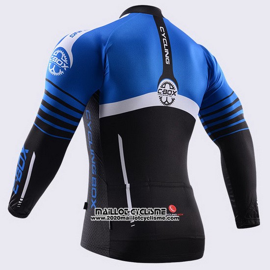 2015 Maillot Ciclismo Fox Cyclingbox Noir et Bleu Manches Longues et Cuissard