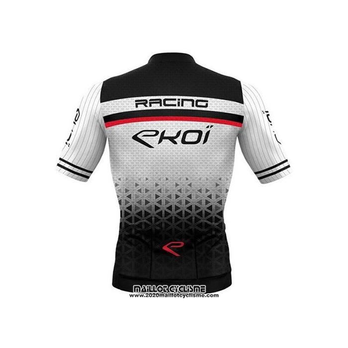 2020 Maillot Ciclismo EKOI Blanc Noir Manches Courtes et Cuissard