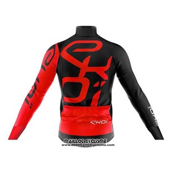 2020 Maillot Ciclismo EKOI Noir Rouge Manches Longues et Cuissard