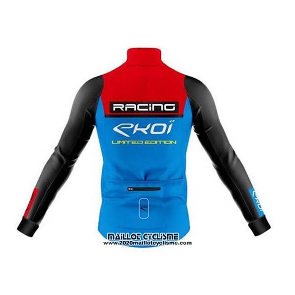 2020 Maillot Ciclismo EKOI Rouge Bleu Noir Manches Longues et Cuissard