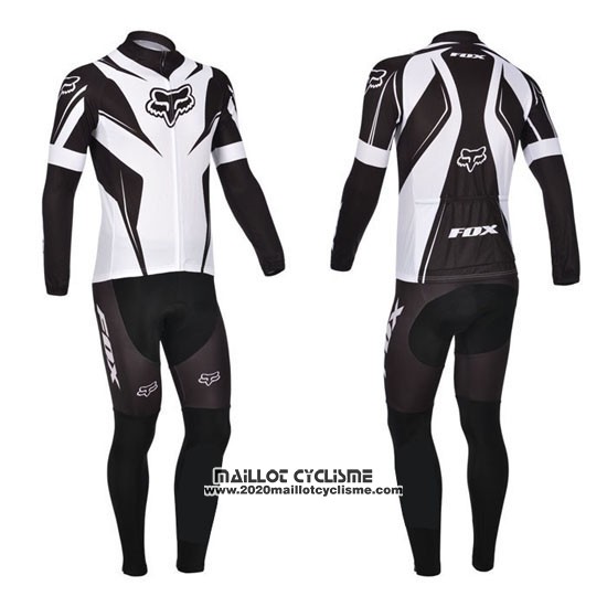 2013 Maillot Ciclismo Fox Blanc et Noir Manches Longues et Cuissard