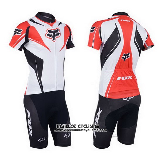 2013 Maillot Ciclismo Fox Blanc et Rouge Manches Courtes et Cuissard