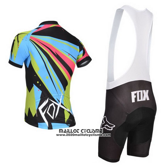 2014 Maillot Ciclismo Fox Azur et Noir Manches Courtes et Cuissard
