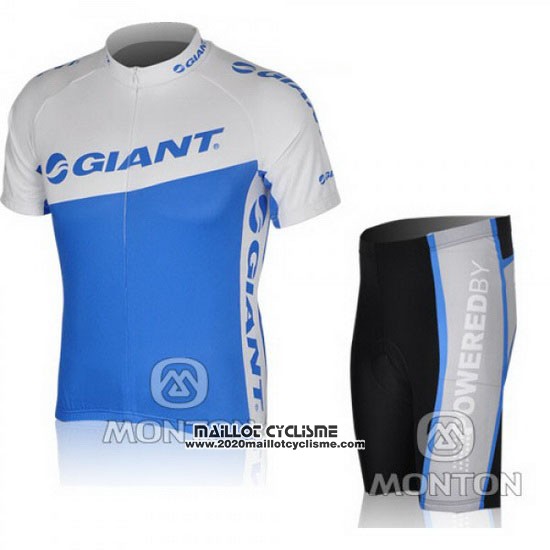 2010 Maillot Ciclismo Giant Blanc et Azur Manches Courtes et Cuissard
