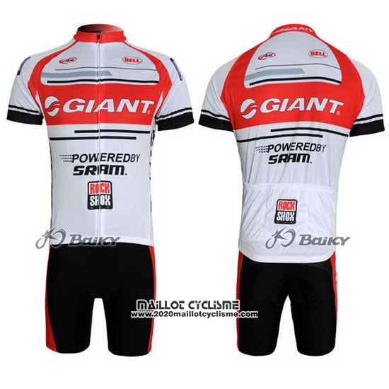 2011 Maillot Ciclismo Giant Blanc et Rouge Manches Courtes et Cuissard