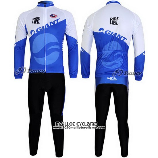 2011 Maillot Ciclismo Giant Bleu et Blanc Manches Longues et Cuissard