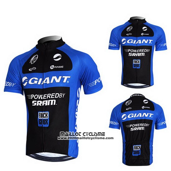 2011 Maillot Ciclismo Giant Bleu et Noir Manches Courtes et Cuissard