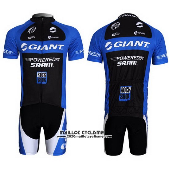 2011 Maillot Ciclismo Giant Bleu et Noir Manches Courtes et Cuissard