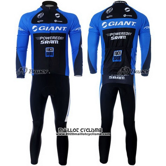 2011 Maillot Ciclismo Giant Bleu et Noir Manches Longues et Cuissard