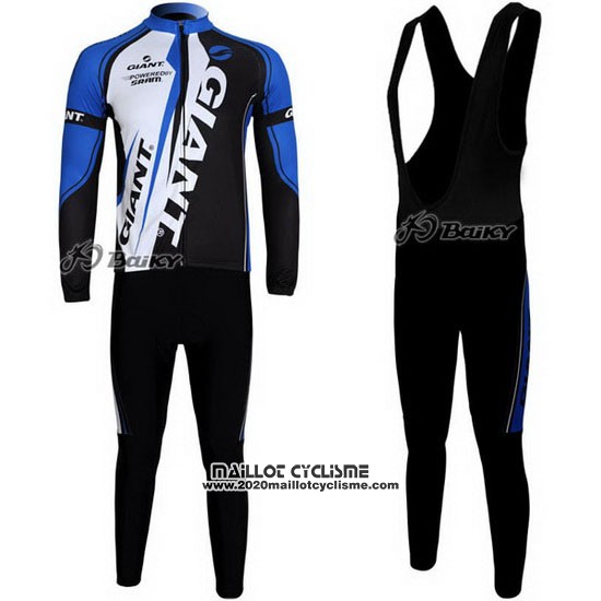 2011 Maillot Ciclismo Giant Noir Bleu Manches Longues et Cuissard